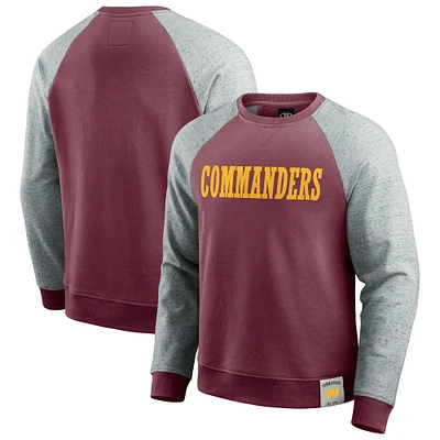 Sweat-shirt à col rond color block pour homme de la collection Darius Rucker Fanatics bordeaux/gris chiné Washington Commanders