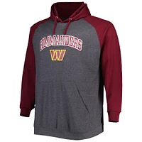 Men's Fanatics Burgundy/Heathered Charcoal Washington Football Team Big & Tall Lightweight Raglan Pullover Hoodie