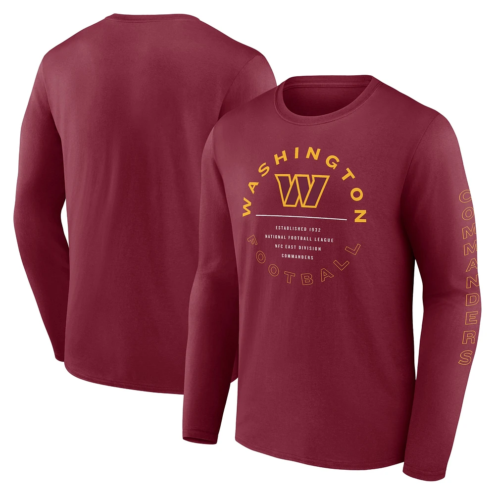 Men's Fanatics Burgundy Washington Commanders Stat Sheet Long Sleeve T-Shirt