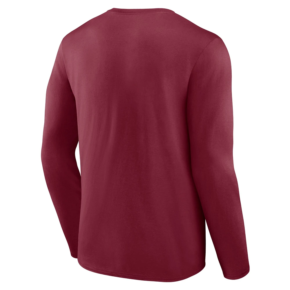 Men's Fanatics Burgundy Washington Commanders Stat Sheet Long Sleeve T-Shirt