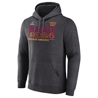 Men's Fanatics Heather Charcoal Washington Commanders 2024 NFL Playoffs Fleece Pullover Hoodie