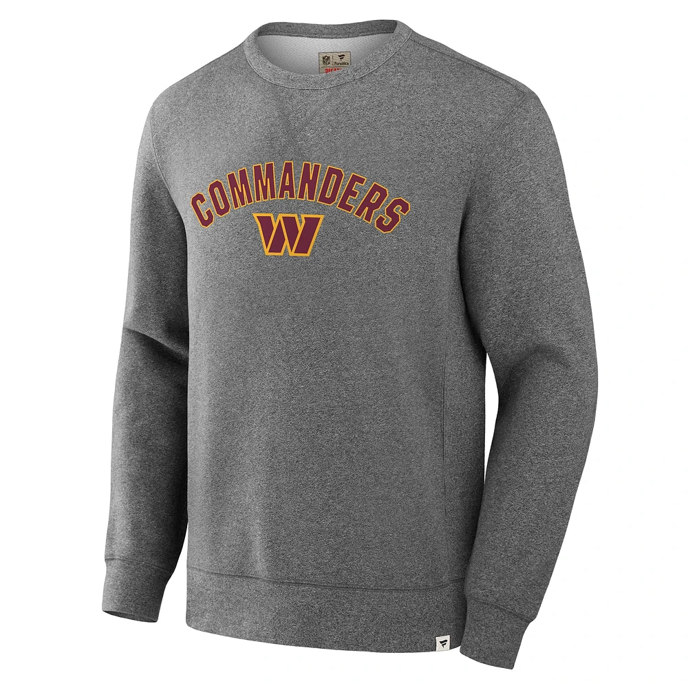 Men's Fanatics  Heather Gray Washington Commanders Loop Terry Pullover Sweatshirt