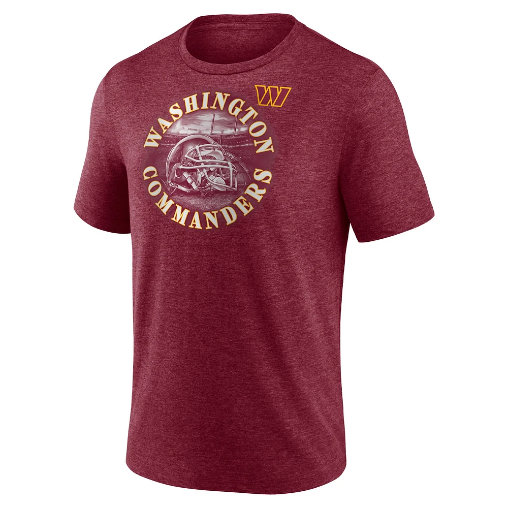 Men's Fanatics Heathered Burgundy Washington Commanders Sporting Chance Tri-Blend T-Shirt