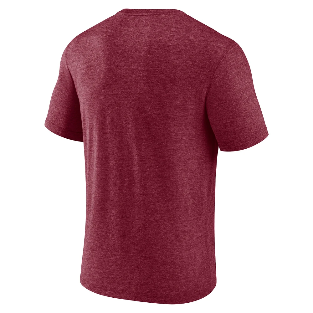 Men's Fanatics Heathered Burgundy Washington Commanders Sporting Chance Tri-Blend T-Shirt