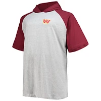 Men's Fanatics Heathered Gray/Burgundy Washington Commanders Big & Tall Raglan Pullover Short Sleeve Hoodie