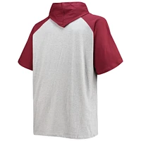 Men's Fanatics Heathered Gray/Burgundy Washington Commanders Big & Tall Raglan Pullover Short Sleeve Hoodie