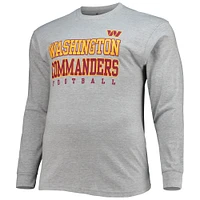 Men's Fanatics Heathered Gray Washington Commanders Big & Tall Practice Long Sleeve T-Shirt
