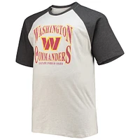 Men's Fanatics Oatmeal/Heathered Charcoal Washington Commanders Big & Tall Wordmark Raglan T-Shirt