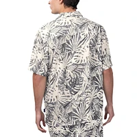 Chemise boutonnée de fête à imprimé Monstera lavé au sable Margaritaville Tan Washington Commanders pour hommes