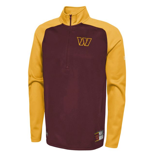 Veste à demi-fermeture éclair raglan New Era bordeaux Washington Commanders Combine Authentic O-Line pour homme