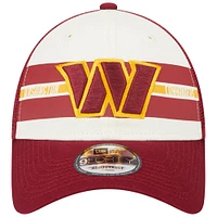 Men's New Era Cream/Burgundy Washington Commanders Team Stripe Trucker 9FORTY Snapback Hat