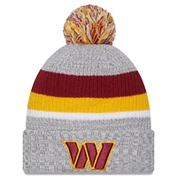 Men's New Era Heather Gray Washington Commanders Cuffed Knit Hat with Pom