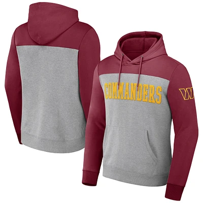 Sweat à capuche color block pour homme de la collection NFL x Darius Rucker Fanatics, gris chiné, Washington Commanders