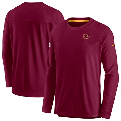 Men's Nike Burgundy Washington Commanders Sideline Lockup Performance Pullover Sweatshirt