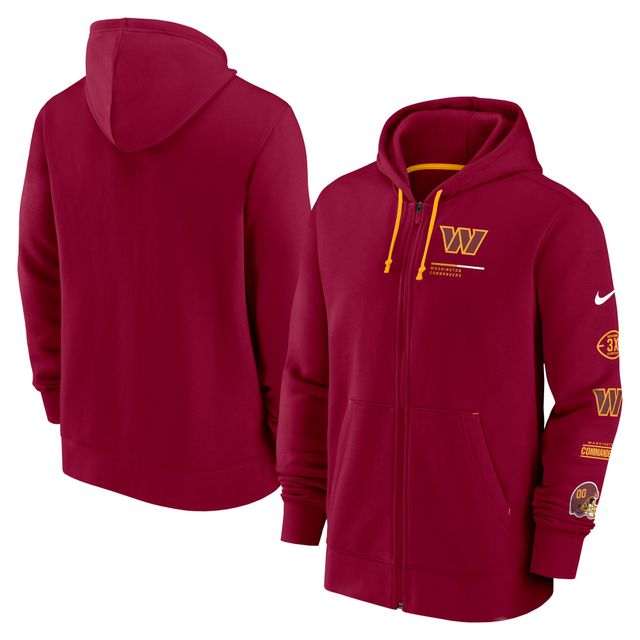 Sweat à capuche entièrement zippé Nike Washington Commanders Surrey pour homme, bourgogne