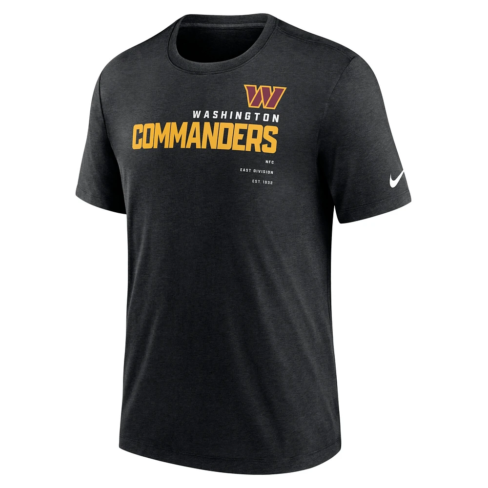 Men's Nike Heather Black Washington Commanders Team Tri-Blend T-Shirt