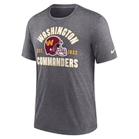 Men's Nike Heather Charcoal Washington Commanders Helmet Tri-Blend T-Shirt