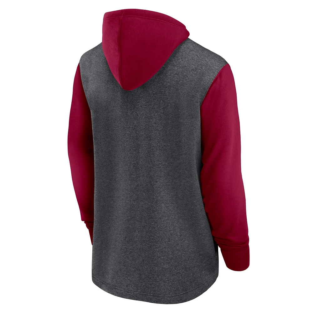 Men's Nike Heathered Charcoal/Burgundy Washington Commanders Surrey Legacy Pullover Hoodie