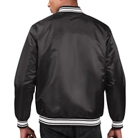 Men's Starter Black Washington Commanders Locker Room Satin Varsity Full-Snap Jacket