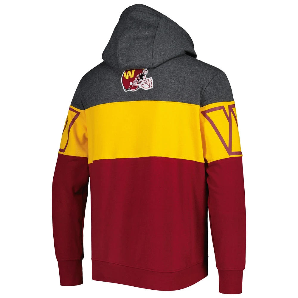 Men's Starter Heather Charcoal/Burgundy Washington Commanders Extreme Pullover Hoodie