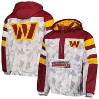 Men's Starter White/Burgundy Washington Commanders Thursday Night Gridiron Raglan Half-Zip Hooded Jacket