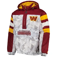 Men's Starter White/Burgundy Washington Commanders Thursday Night Gridiron Raglan Half-Zip Hooded Jacket