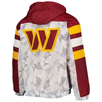 Men's Starter White/Burgundy Washington Commanders Thursday Night Gridiron Raglan Half-Zip Hooded Jacket