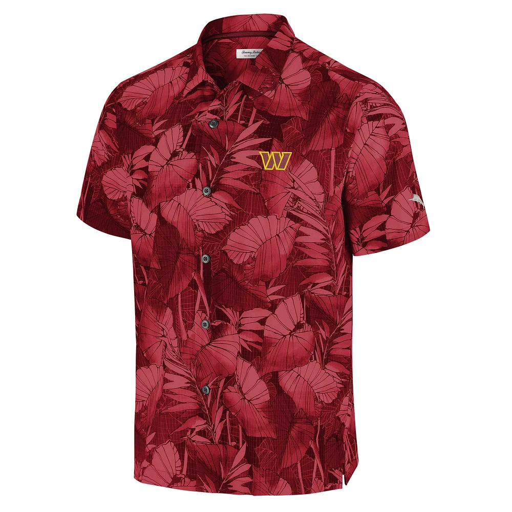 Chemise boutonnée pour homme Tommy Bahama Bordeaux Washington Commanders Coast Nuevo Fronds Camp