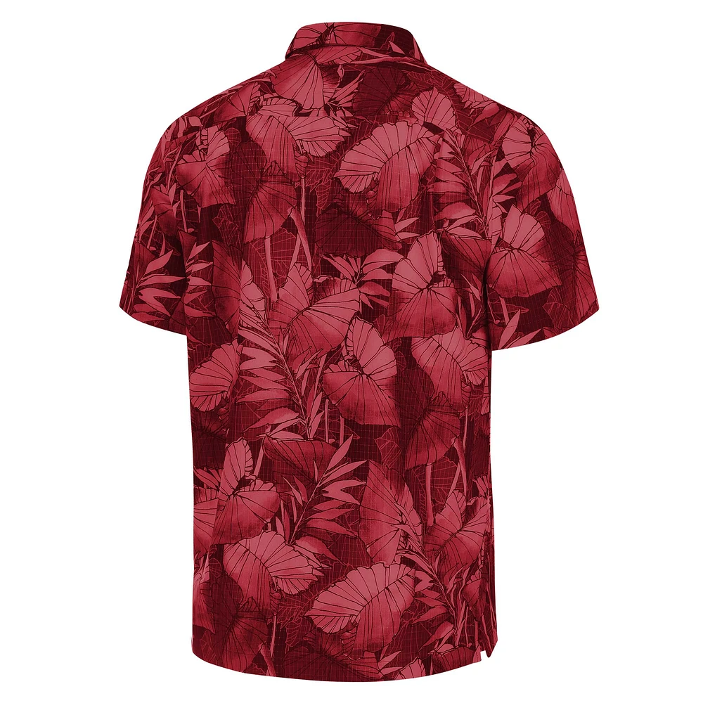 Chemise boutonnée pour homme Tommy Bahama Bordeaux Washington Commanders Coast Nuevo Fronds Camp