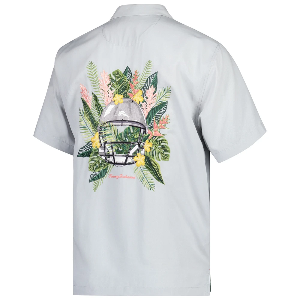 Chemise boutonnée pour homme Tommy Bahama Grey Washington Commanders Coconut Point Frondly Fan Camp IslandZone