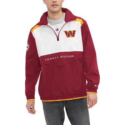 Men's Tommy Hilfiger Burgundy/White Washington Commanders Carter Half-Zip Hooded Top