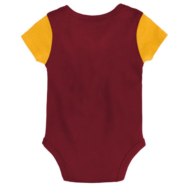 Ensemble body trois pièces avec bavoir et chaussons Washington Commanders Little Champ pour nouveau-né nourrisson, bordeaux/or