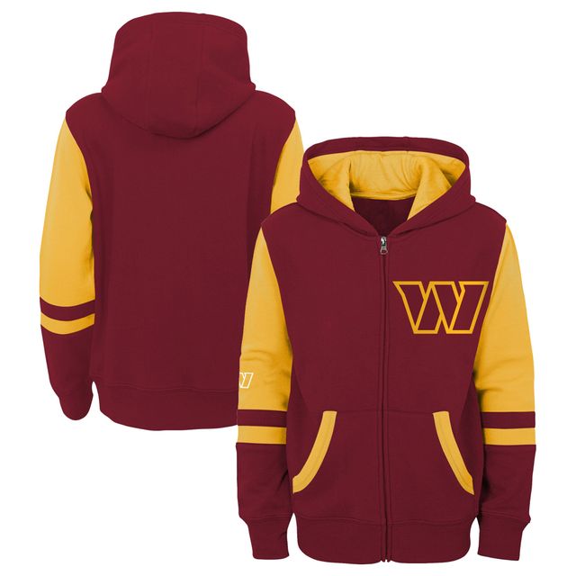 Sweat à capuche entièrement zippé stade de l'équipe football Washington bordeaux préscolaire