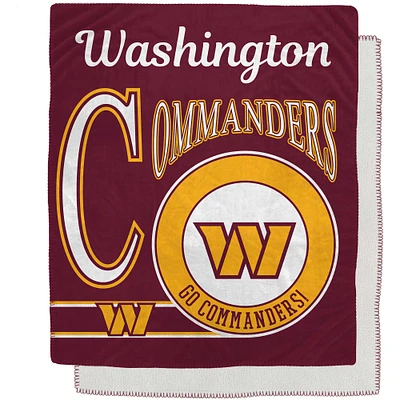 Washington Commanders Couverture Sherpa en flanelle polaire avec emblème rétro 127 x 152,4 cm