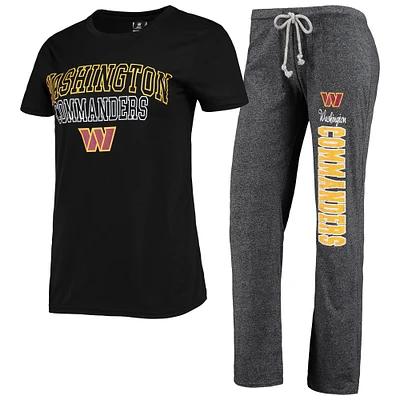 Ensemble de pyjama et pantalon Washington Commanders Quest Concepts Sport noir/anthracite chiné pour femme