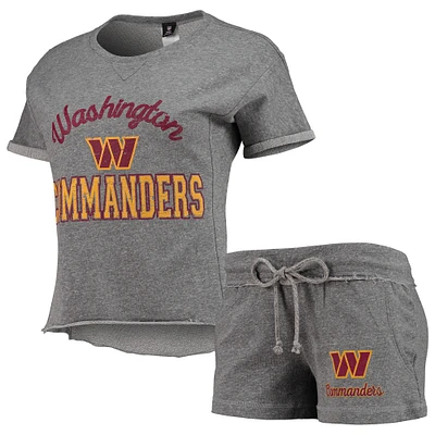 Women's Concepts Sport Gray Washington Commanders Mainstream Tri-Blend T-Shirts & Shorts Lounge Set