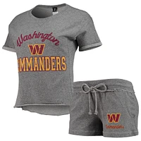 Women's Concepts Sport Gray Washington Commanders Mainstream Tri-Blend T-Shirts & Shorts Lounge Set