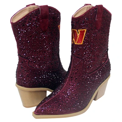 Bottines à cristaux Washington Commanders bordeaux Cuce pour femmes