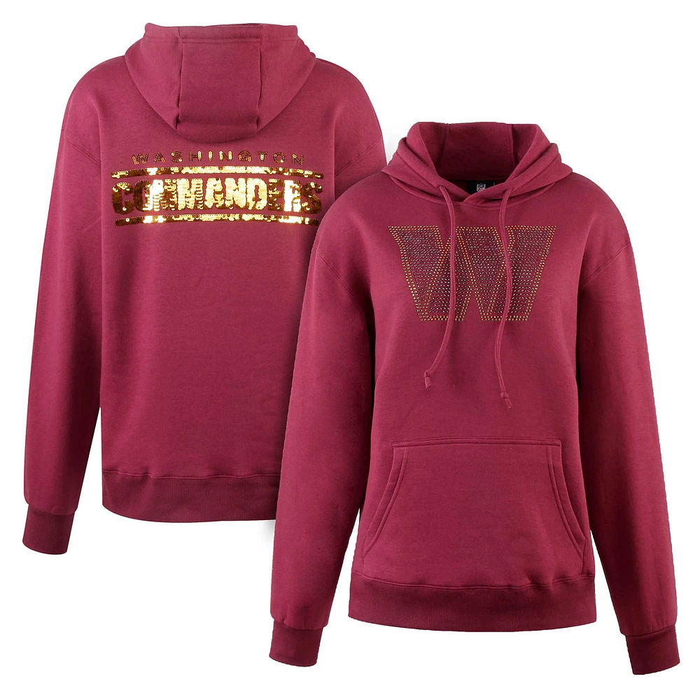 Sweat à capuche Cuce Burgundy Washington Commanders avec logo en strass pour femmes