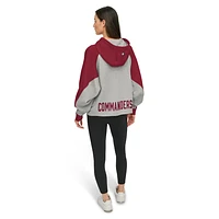 Women's DKNY Sport Gray/Burgundy Washington Commanders Joy Cropped Raglan Pullover Hoodie