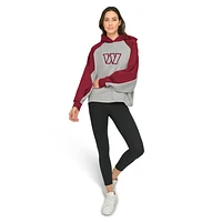 Women's DKNY Sport Gray/Burgundy Washington Commanders Joy Cropped Raglan Pullover Hoodie