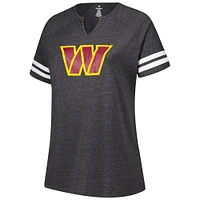 Women's Fanatics Charcoal Washington Commanders Plus Logo Striped Raglan Notch Neck T-Shirt