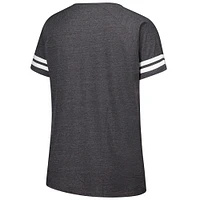 Women's Fanatics Charcoal Washington Commanders Plus Logo Striped Raglan Notch Neck T-Shirt