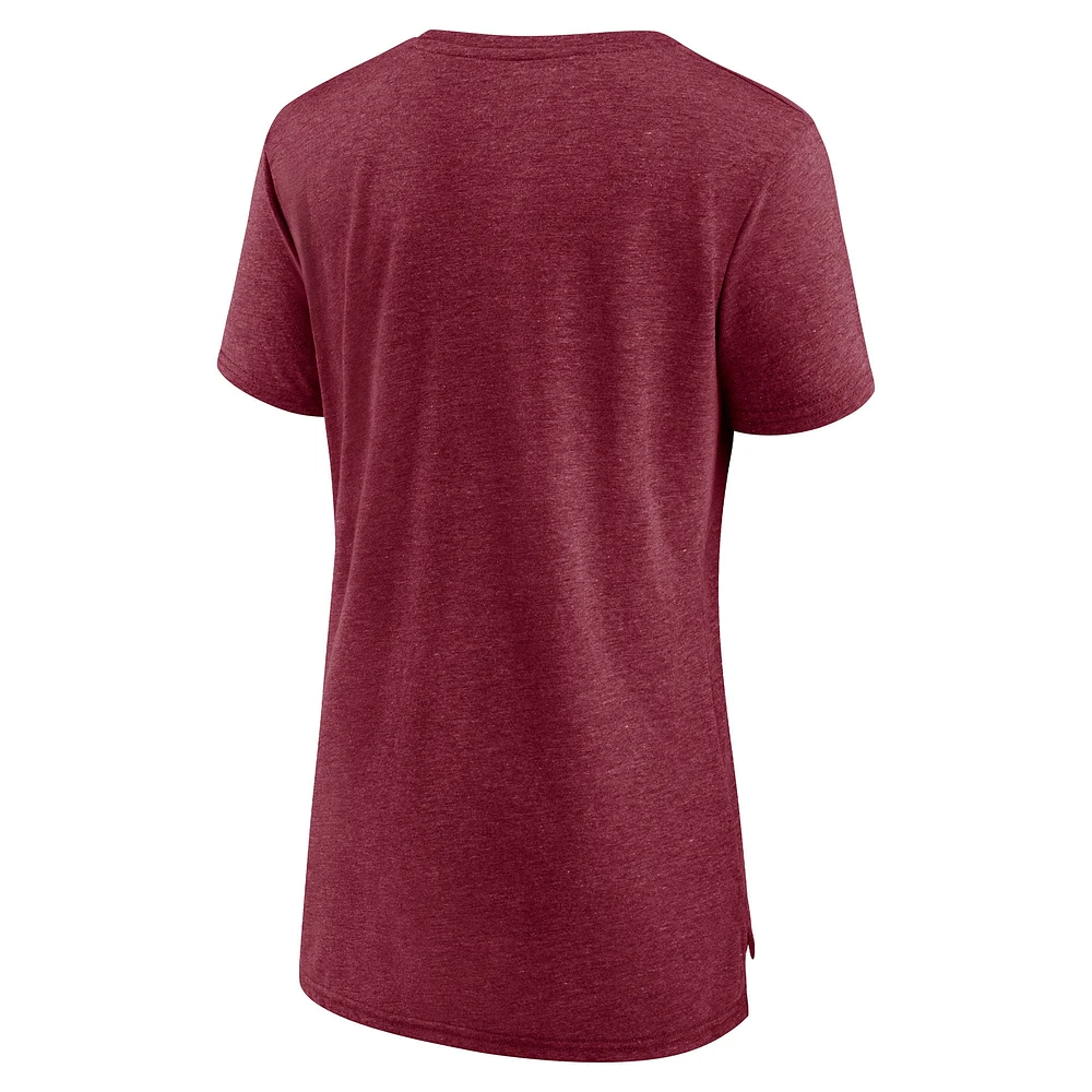 Women's Heather Burgundy Washington Commanders Hometown First Down T-Shirt