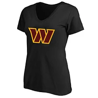Women's Jayden Daniels Black Washington Commanders Plus Fair Catch Name & Number Scoop Neck T-Shirt