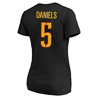 Women's Jayden Daniels Black Washington Commanders Plus Fair Catch Name & Number Scoop Neck T-Shirt