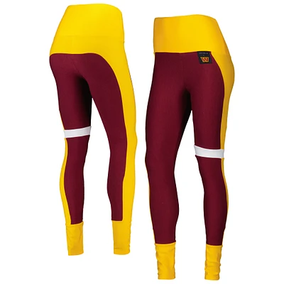 Legging KIYA TOMLIN Bordeaux/Or Washington Commanders Colorblock Tri-Blend Femme