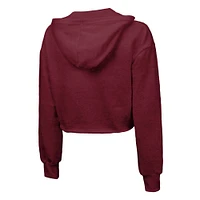 Women's Majestic Threads Burgundy Washington Commanders Bling Tri-Blend Cropped Pullover Hoodie