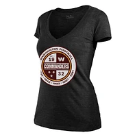 Women's Majestic Threads Heathered Black Washington Commanders Bling Tri-Blend V-Neck T-Shirt