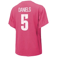 Women's Majestic Threads Jayden Daniels Pink Washington Commanders Name & Number T-Shirt